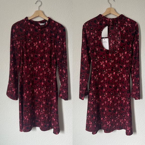 New & other stories cheetah pink dress flare party Christmas dress - Picture 2 of 10